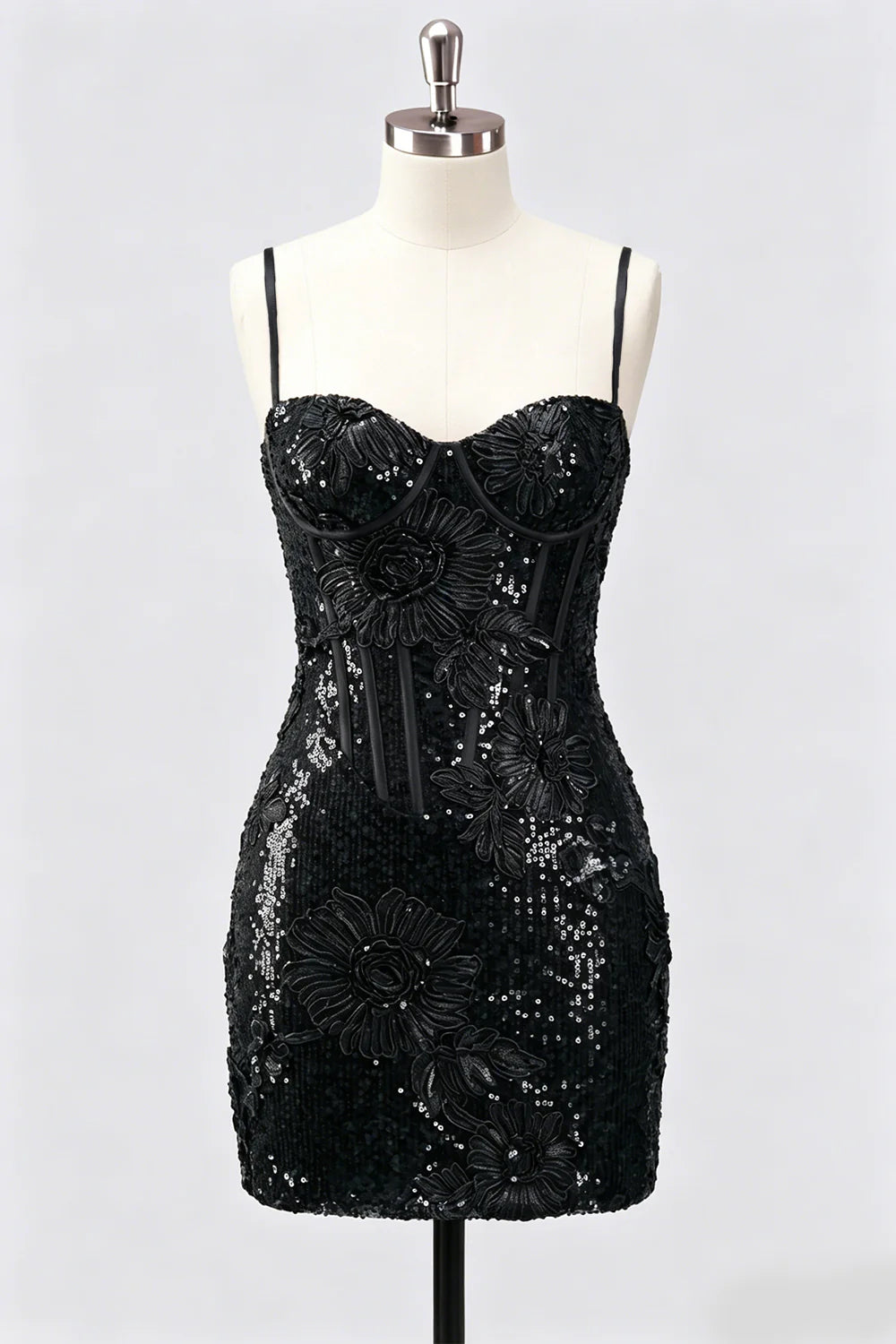 Grey Corset Bodycon Sequin Short Homecoming Dress