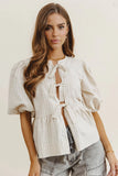 Corey Peplum Top in Tan