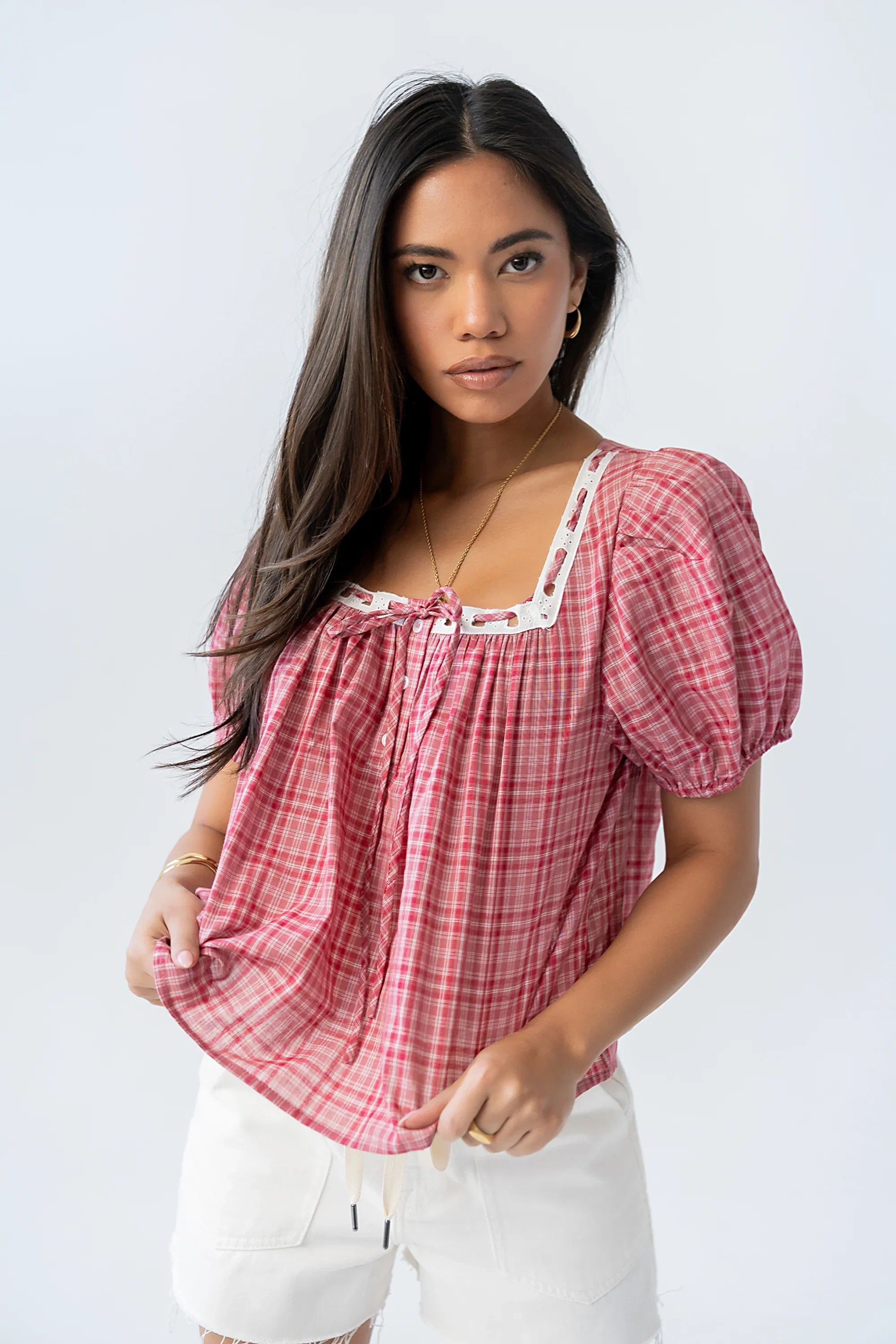 Briana Plaid Blouse