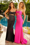 47001 Ava Presley Sparkling Strapless Dress with Cut out