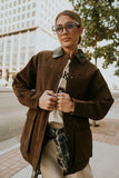 Carly Vegan Leather Jacket in Brown FINAL SALE