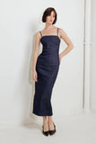 CAROLLA DARK DENIM MIDI DRESS