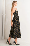 GARDEN OPERA BLACK BROWN MIDI DRESS