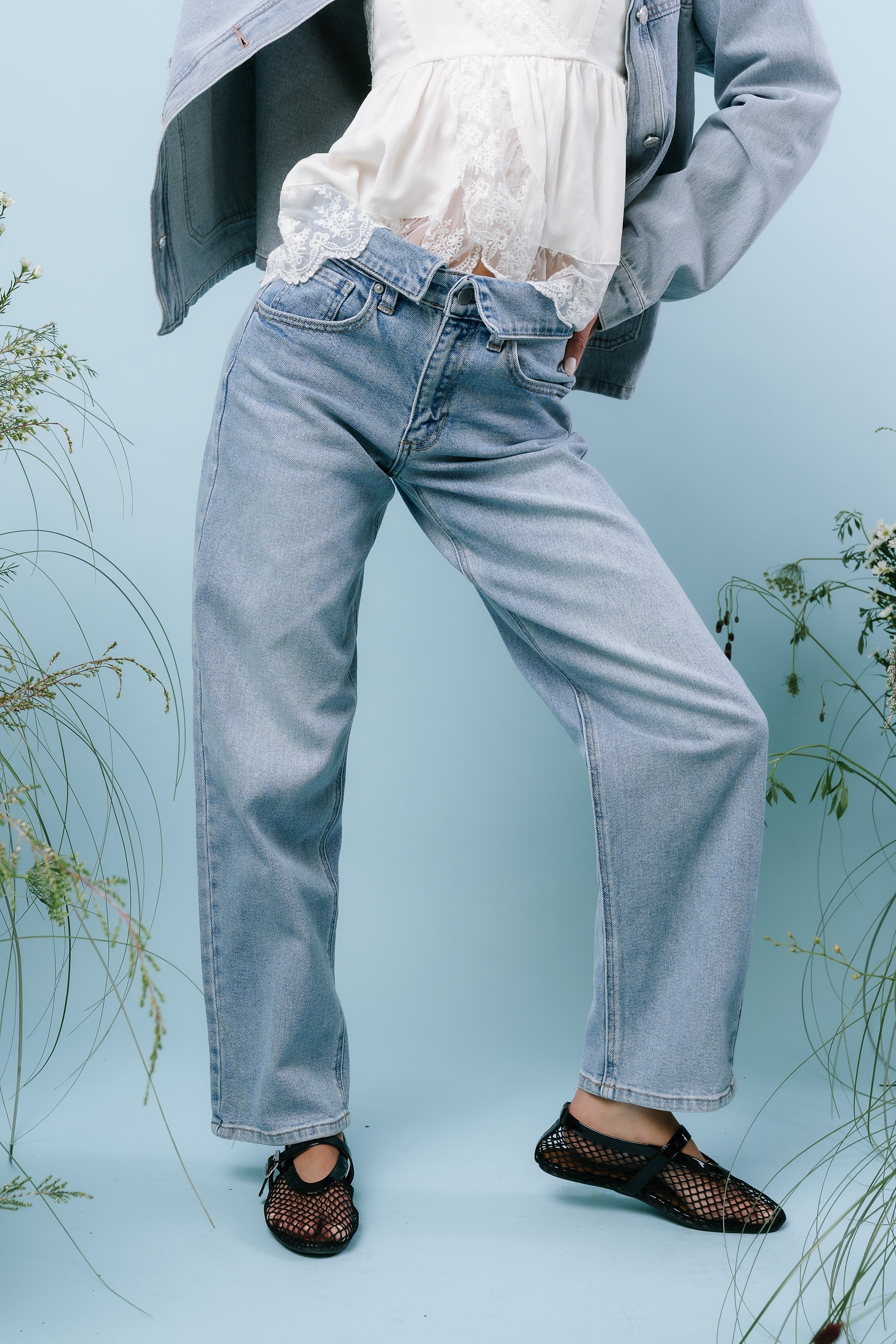 Karina Folded Straight Leg Jeans