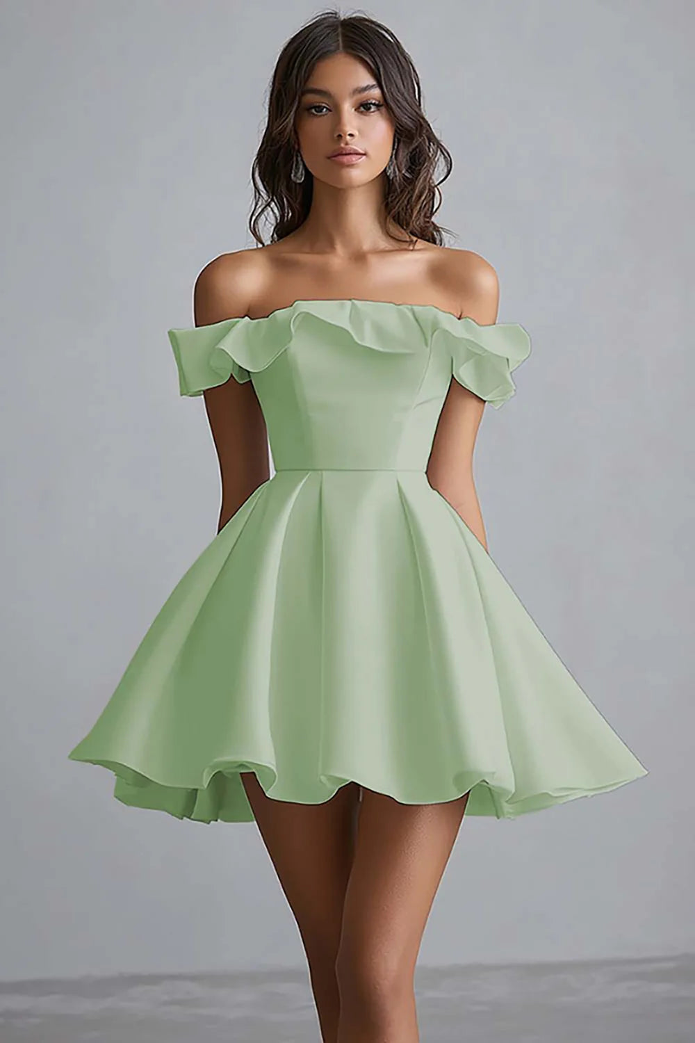 White Off The Shoulder A Line Short Graduation Dress