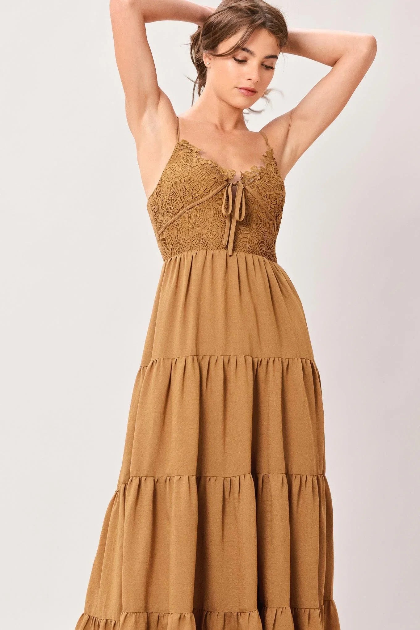 GOLDEN HOUR LACE BODICE MAXI DRESS