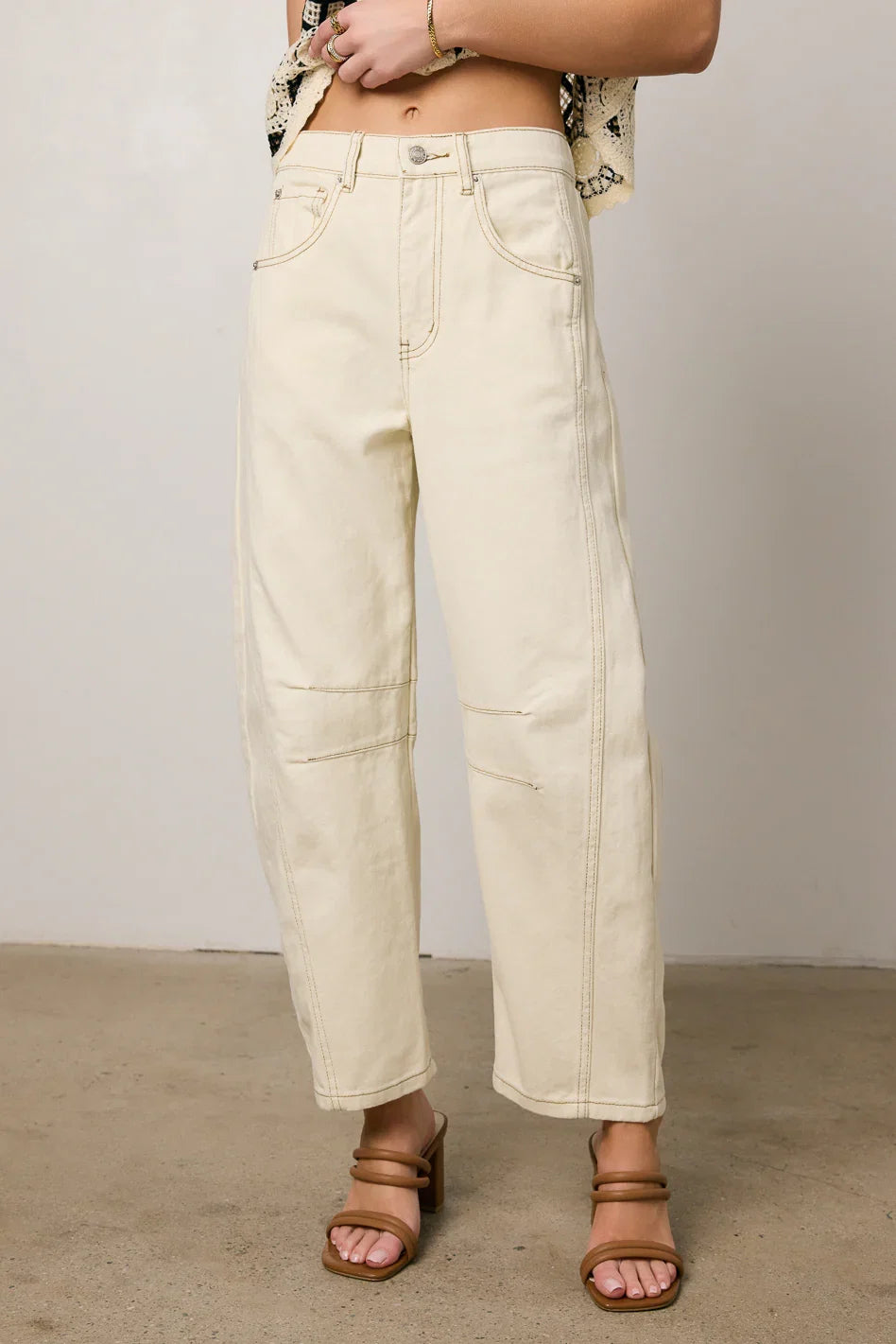 Lisette Barrel Jeans in Cream FINAL SALE