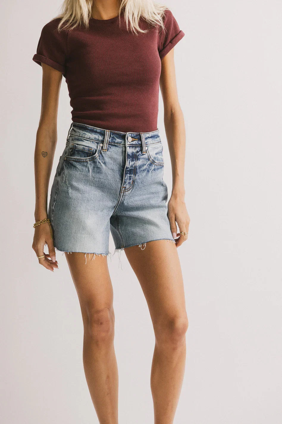 Ariel Distressed Denim Shorts