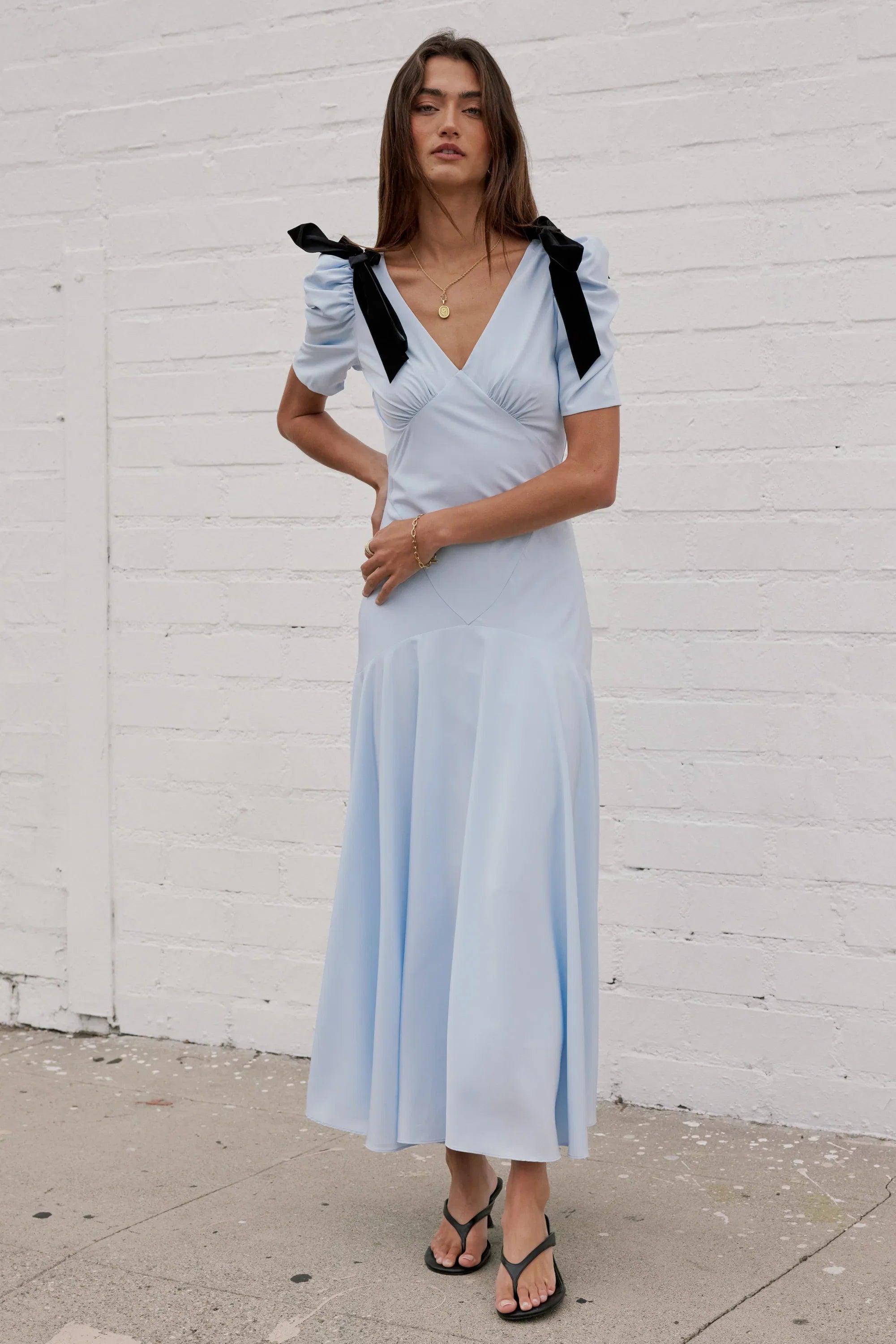 Nellie Drop Waist Maxi Dress in Blue