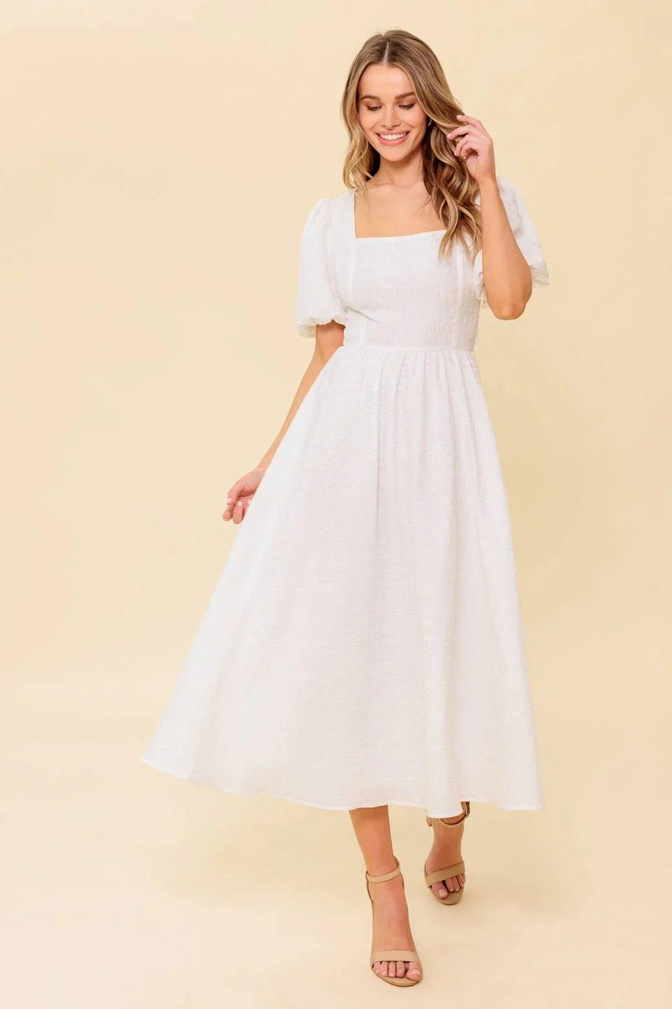 MAURA MIDI DRESS IVORY