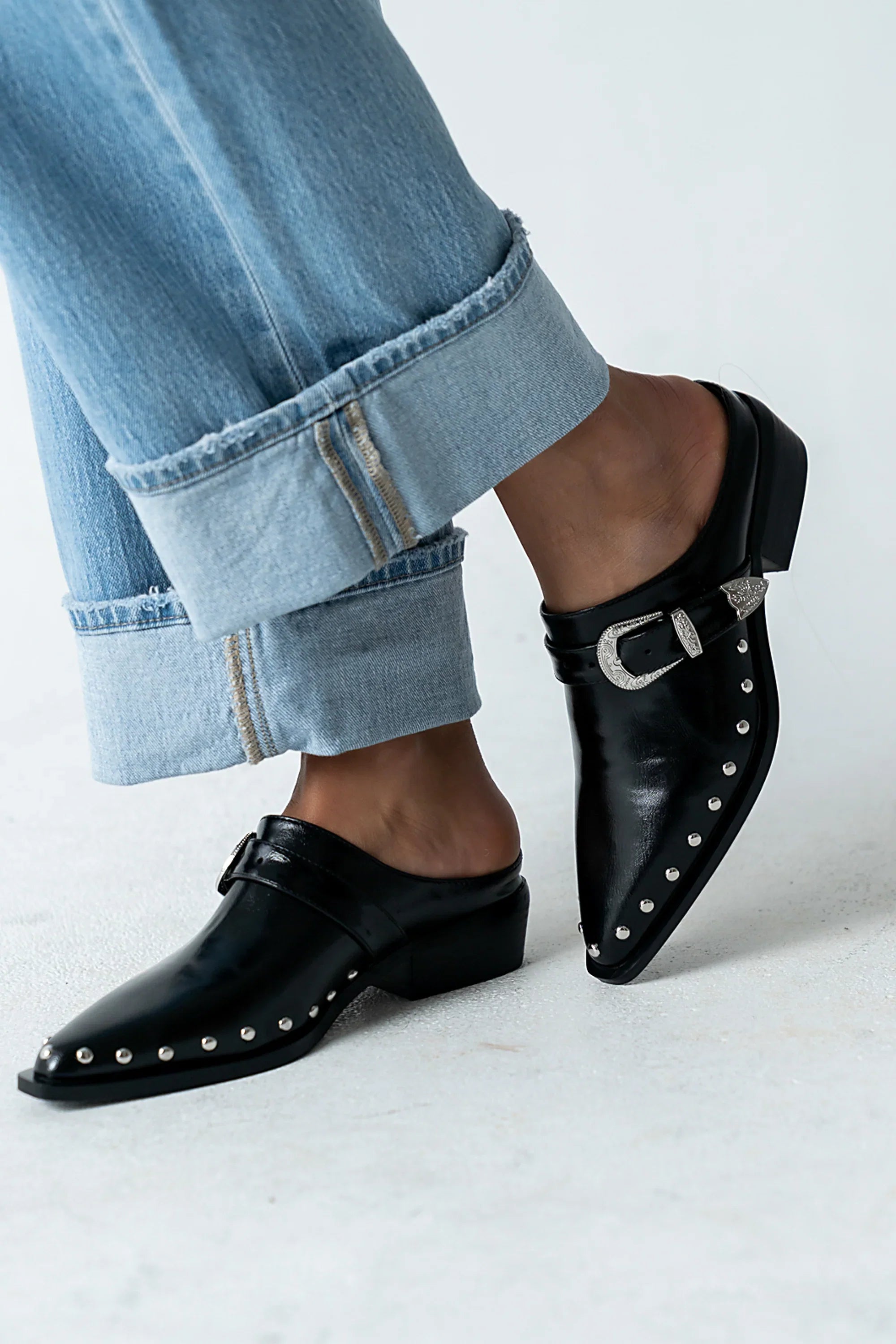 Tessa Western Mule in Black