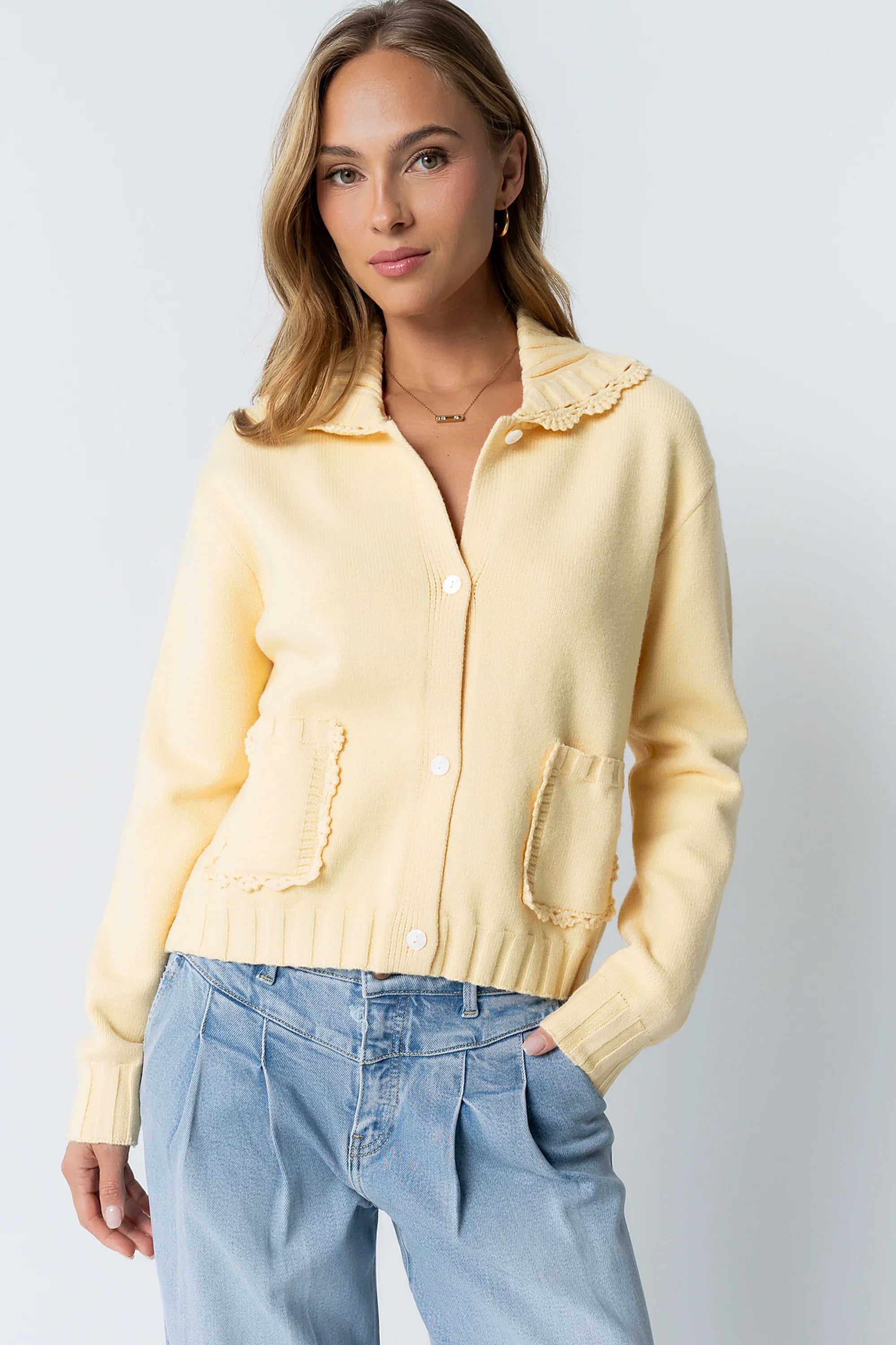 Tacie Knit Cardigan in Butter Yellow