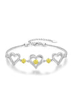 Silver Love Heart Link Birthstone Bracelets