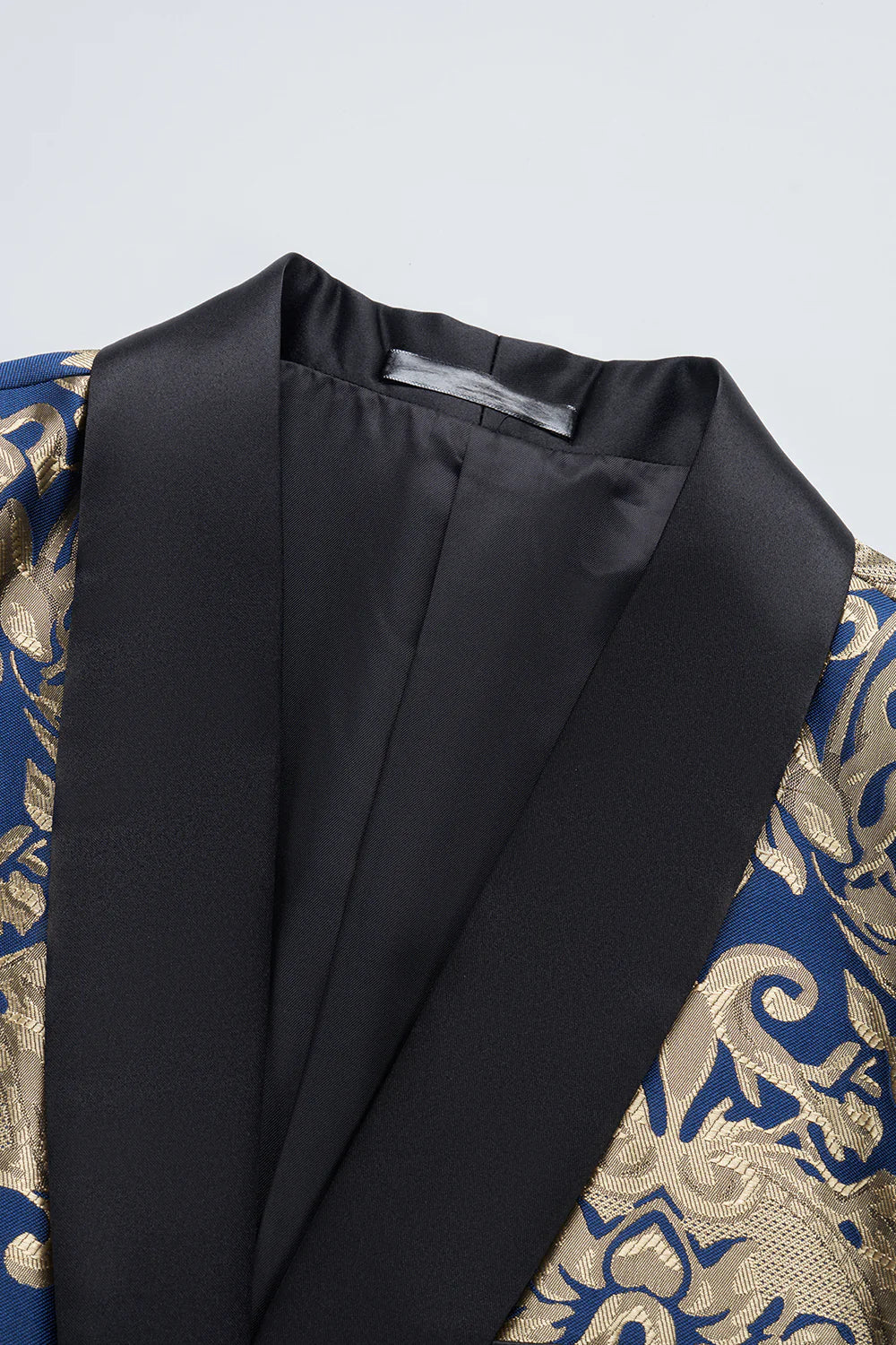 Mens Royal Blue Shawl Lapel One Button Jacquard Prom Blazer