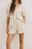 Owen Scalloped Top in Oatmeal FINAL SALE