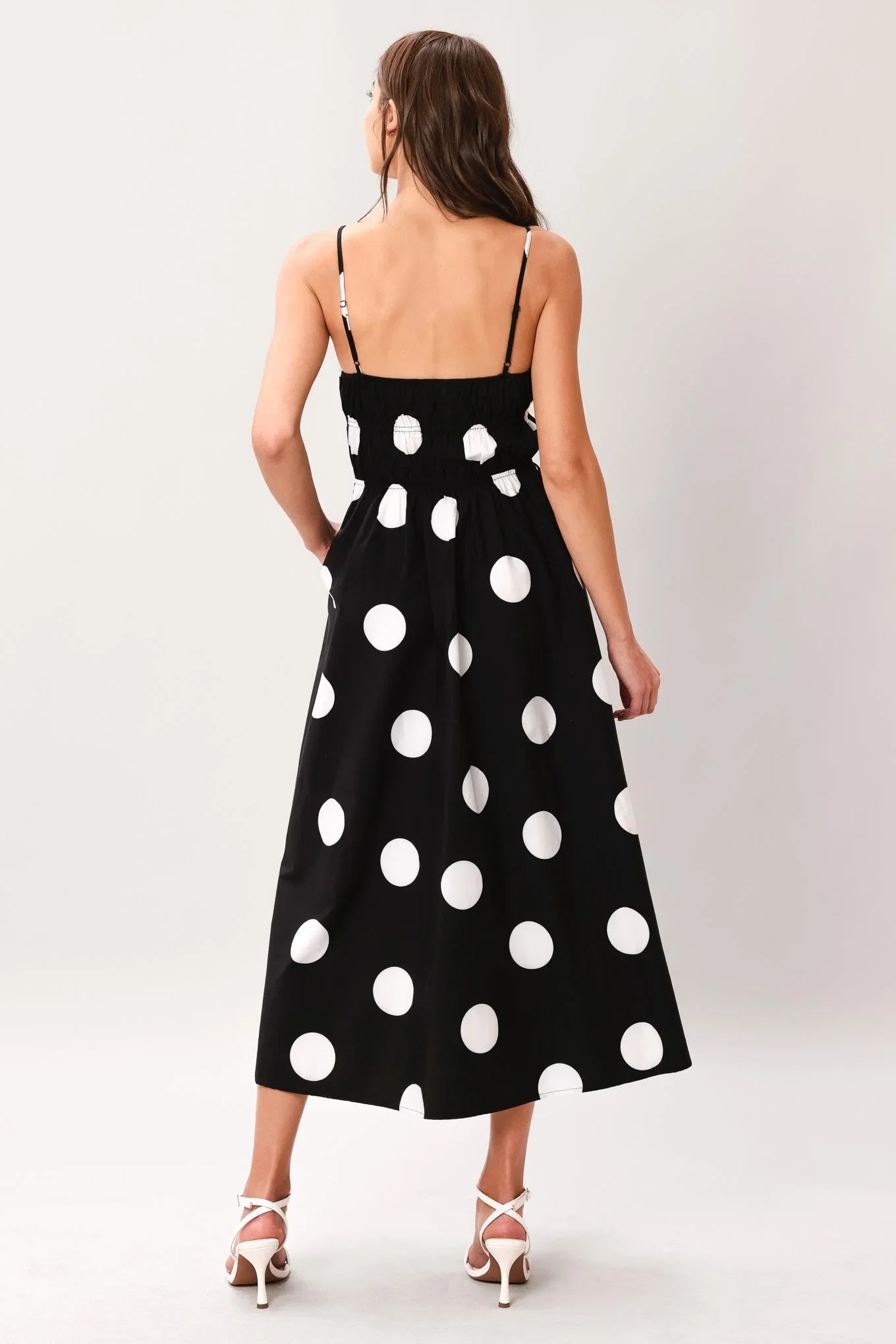 DOT THEORY BLACK WHITE MIDI DRESS