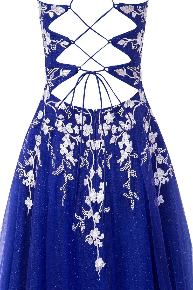 Aline Short Glitter Tulle Homecoming Dress with Appliques