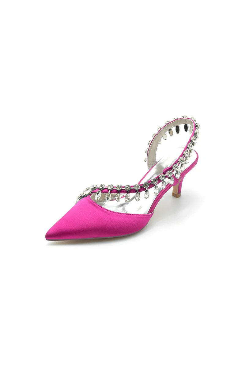 Rhinestone Beaded Pointed Toe High Heels