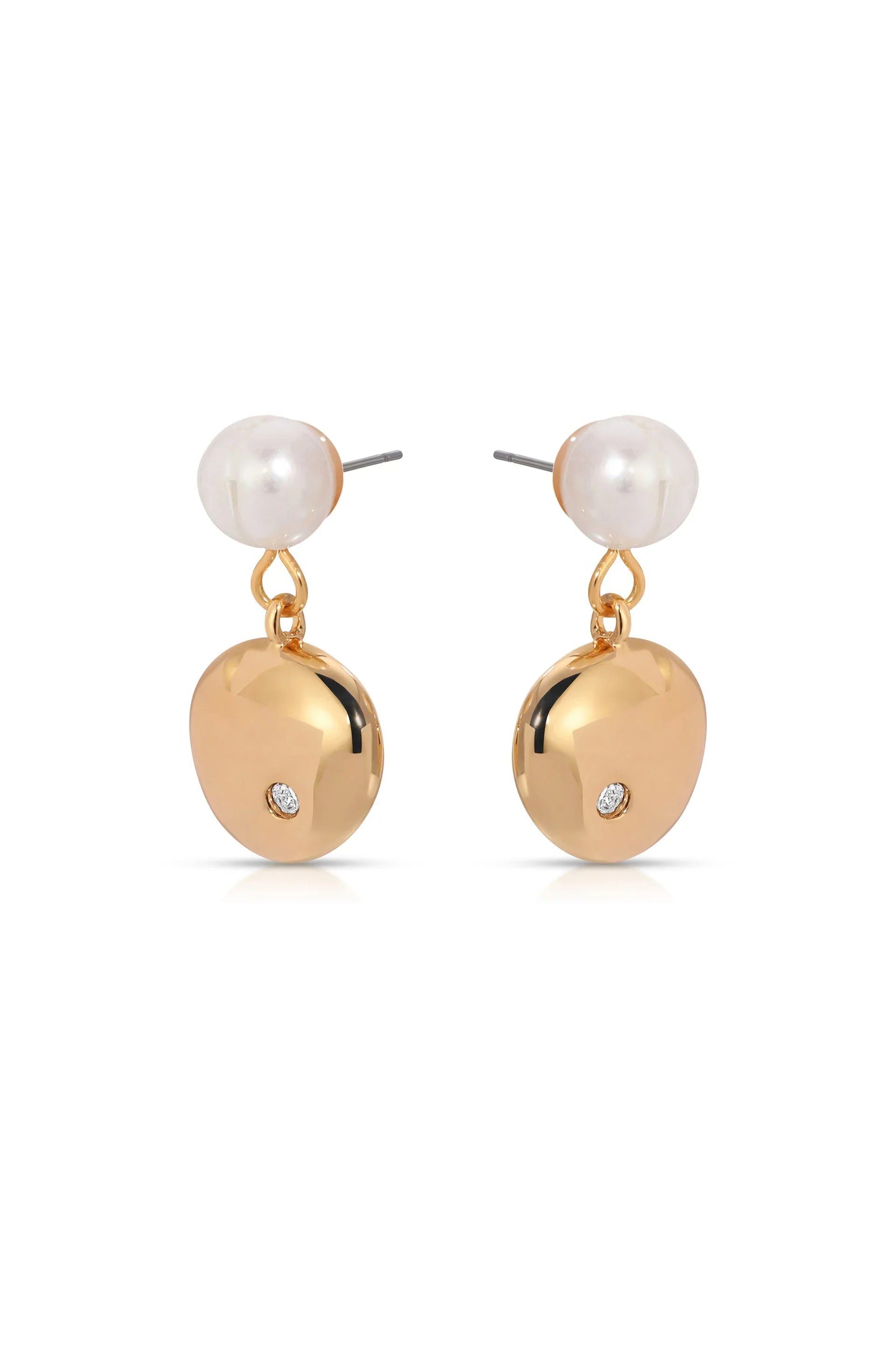 Small Pebble and Pearl Dangle Earrings