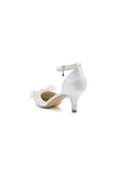Champagne Pointed Toe Ankle Strap Wedding Shoes with Bow
