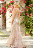 Lyra Gown Rose Gold FITTED FLORAL GLITTER PRINT CORSET GOWN