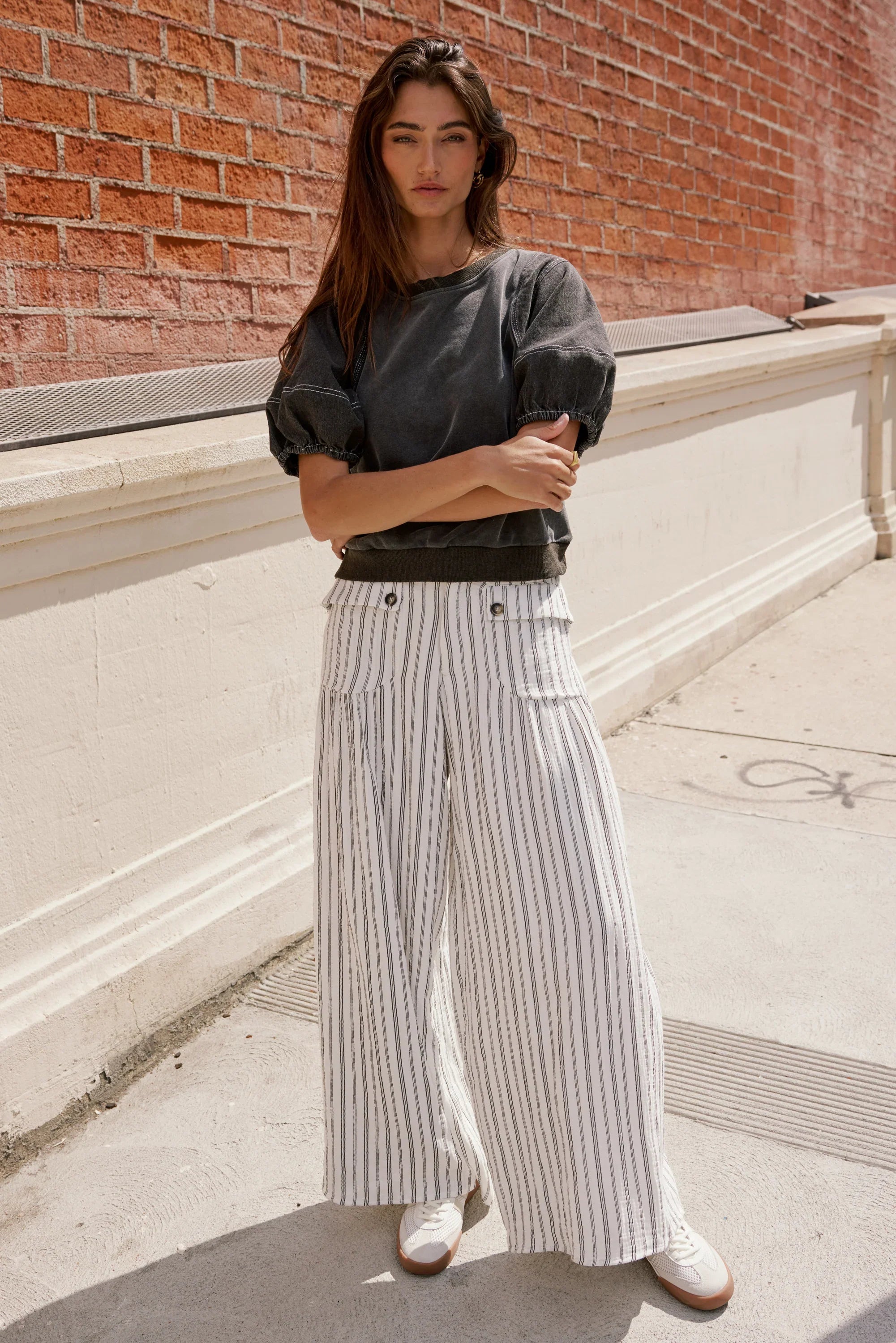 Mayson Wide Leg Pants in White FINAL SALE
