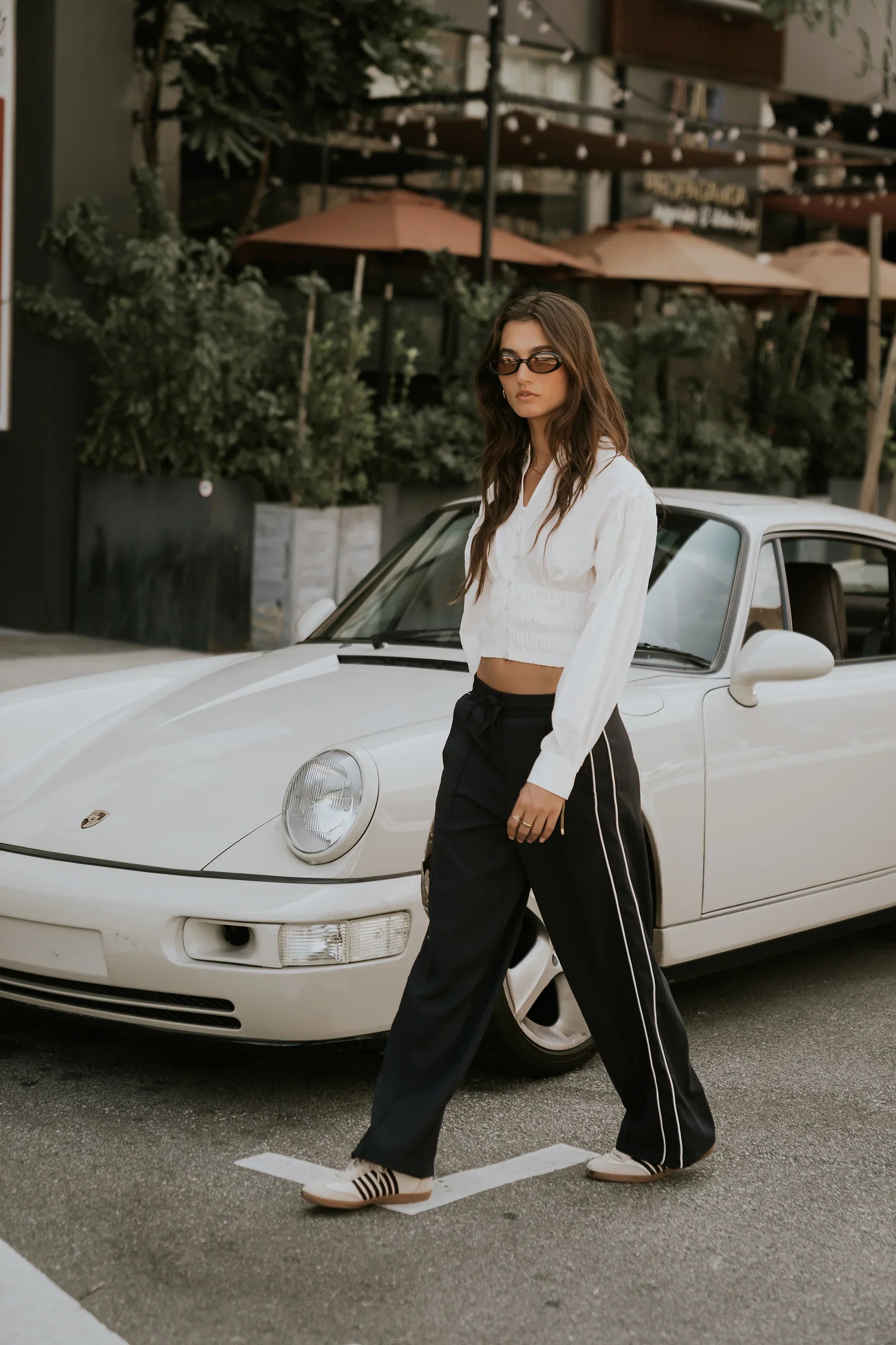 Emily Striped Wide Leg Pants in Navy