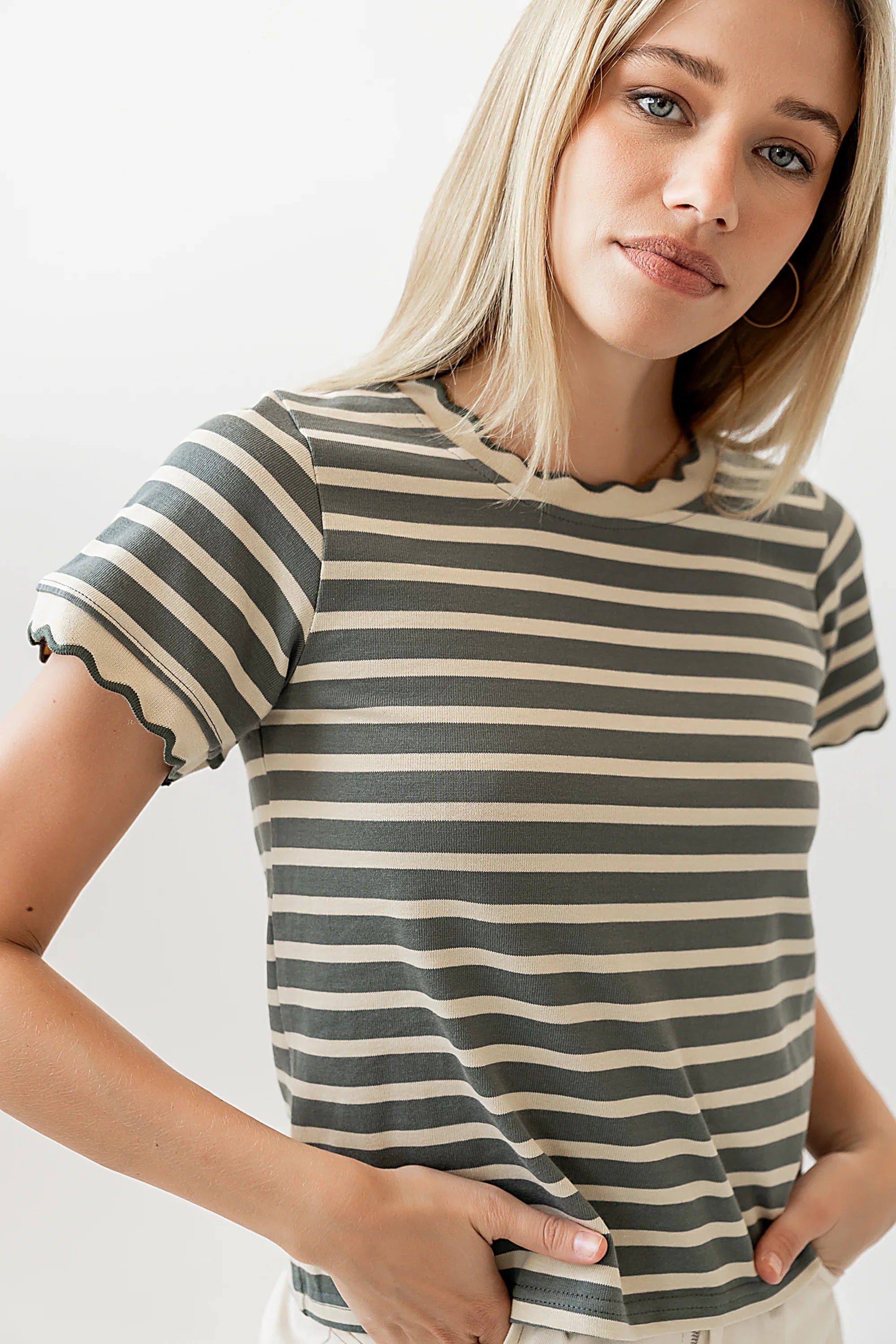 Walker Scalloped Top in Olive