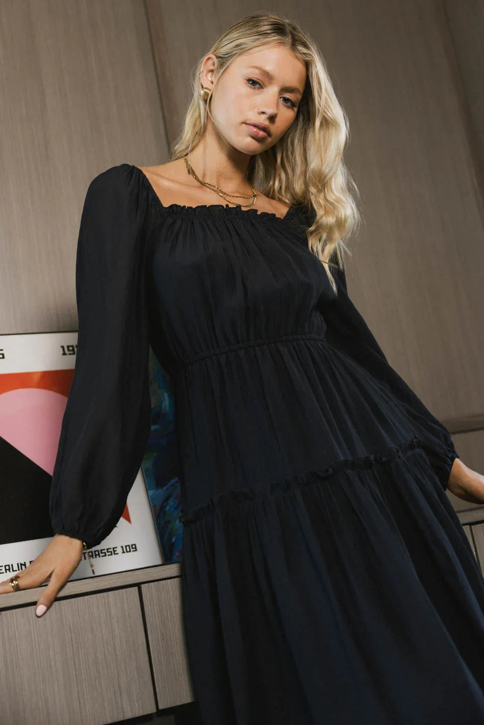 Finnian Midi Dress in Navy FINAL SALE