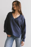 Ellis Waffle Knit Top in Navy FINAL SALE