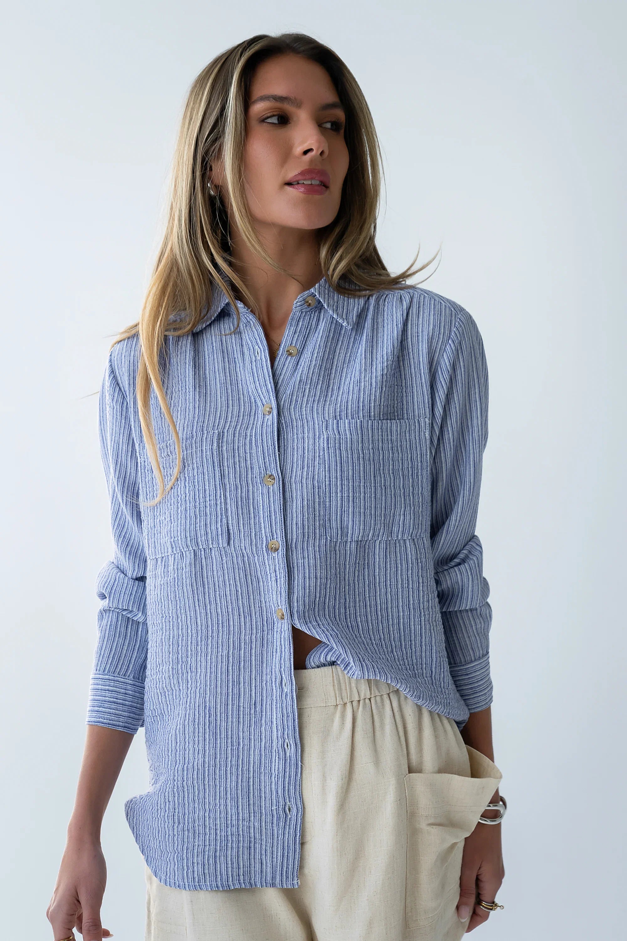 Hillary Striped Button Up
