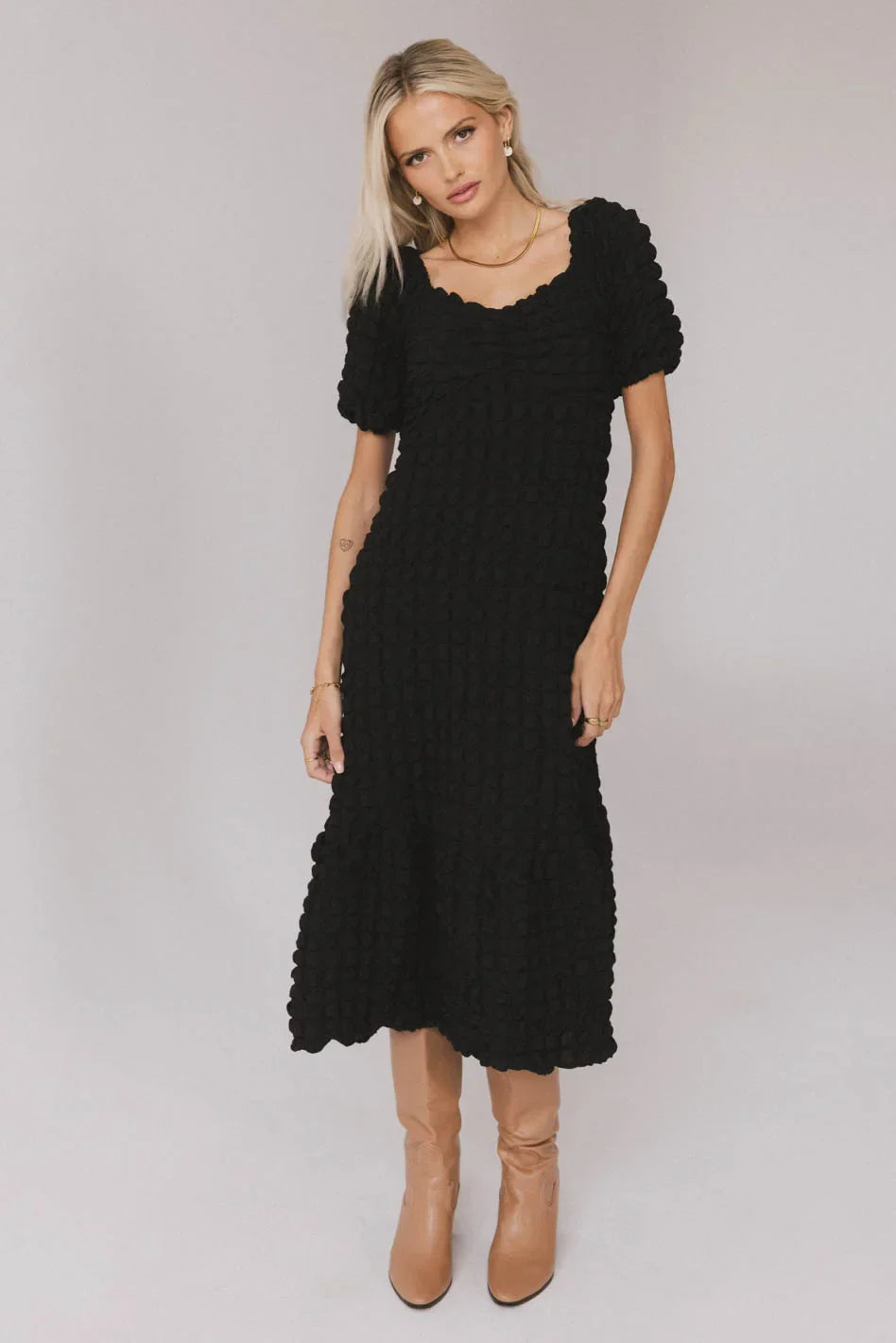 Miley Bubble Texture Dress in Black FINAL SALE
