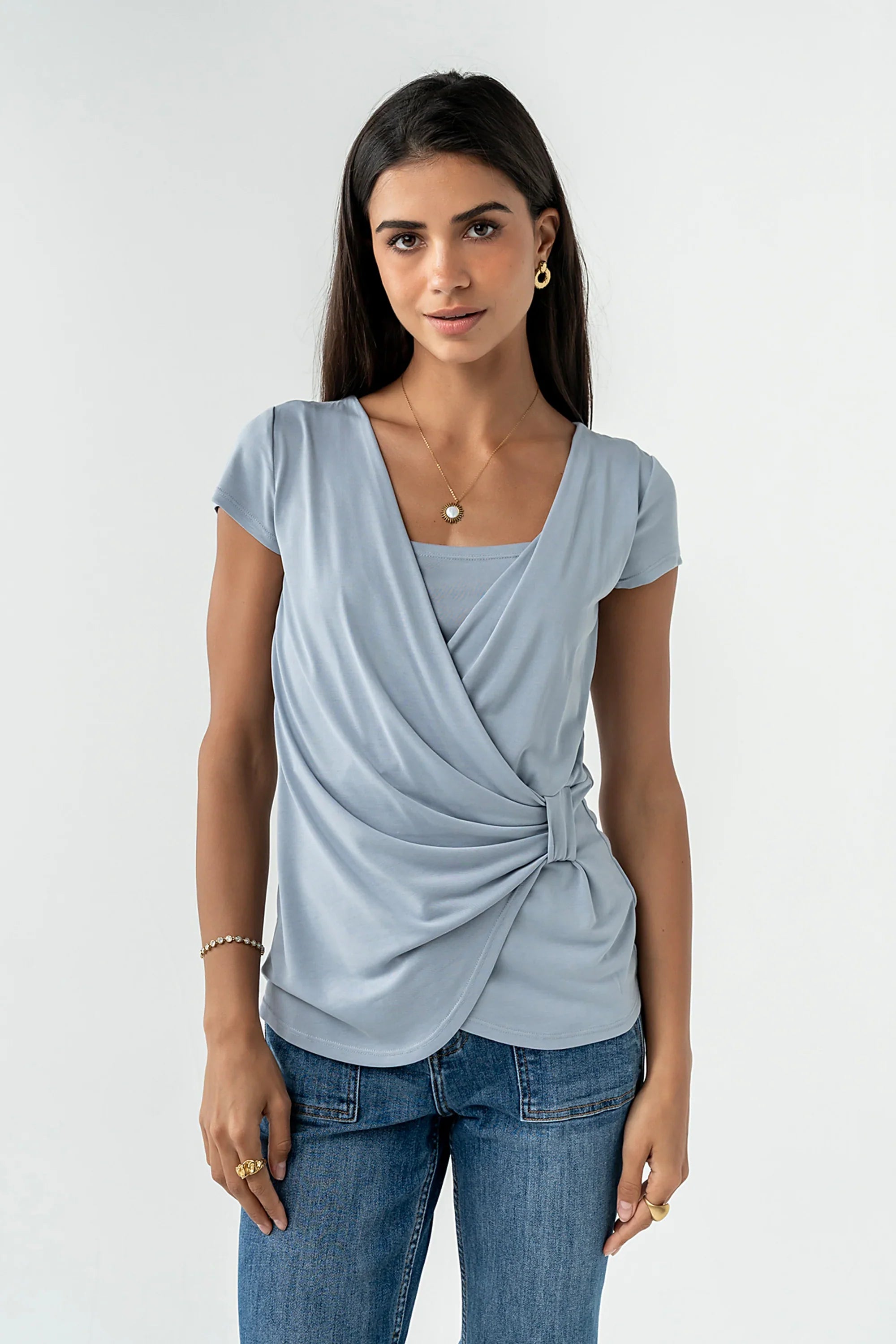 Brenda Cross Top in Blue