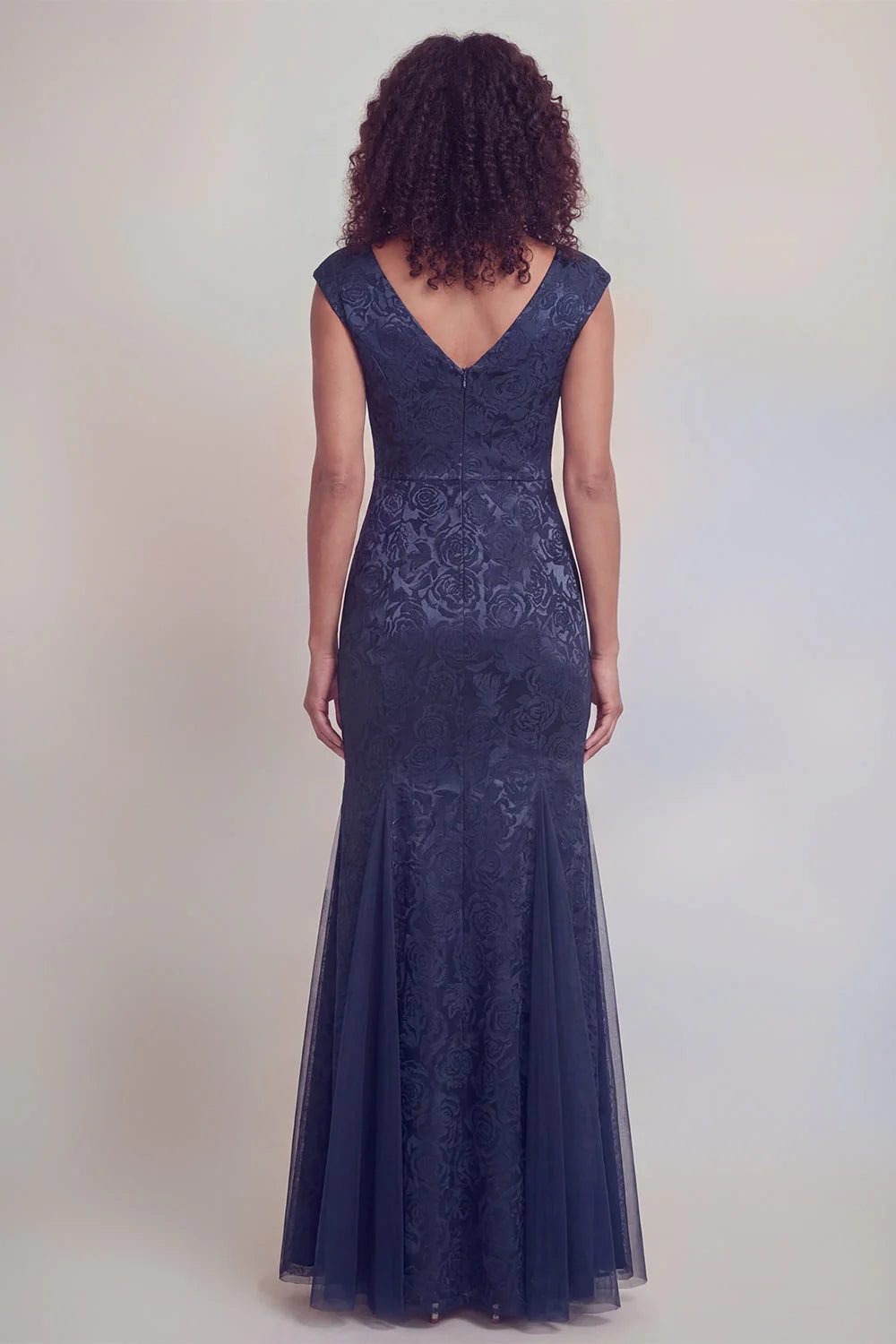 Sage Green Jacquard Mermaid V Neck Maxi Mother of the Bride Dress with Slit