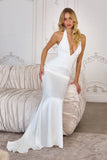 Tessa Gown Off White Mermaid Halter Satin Gown