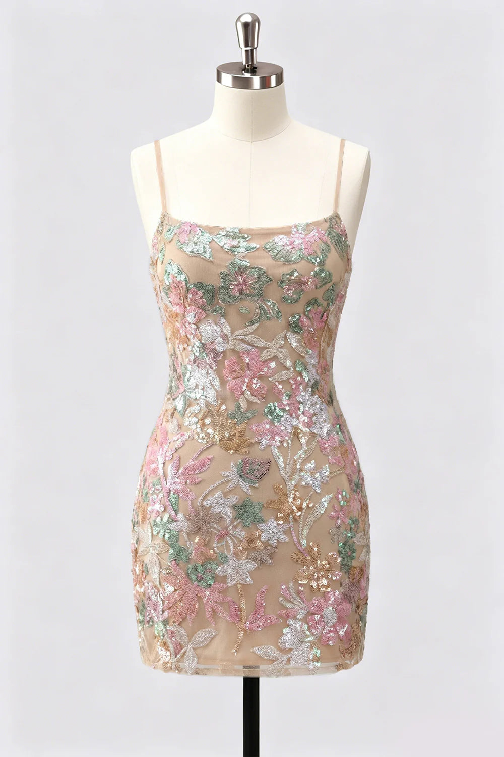 Lilac Bodycon Floral Sequin Appliqued Short Homecoming Dress