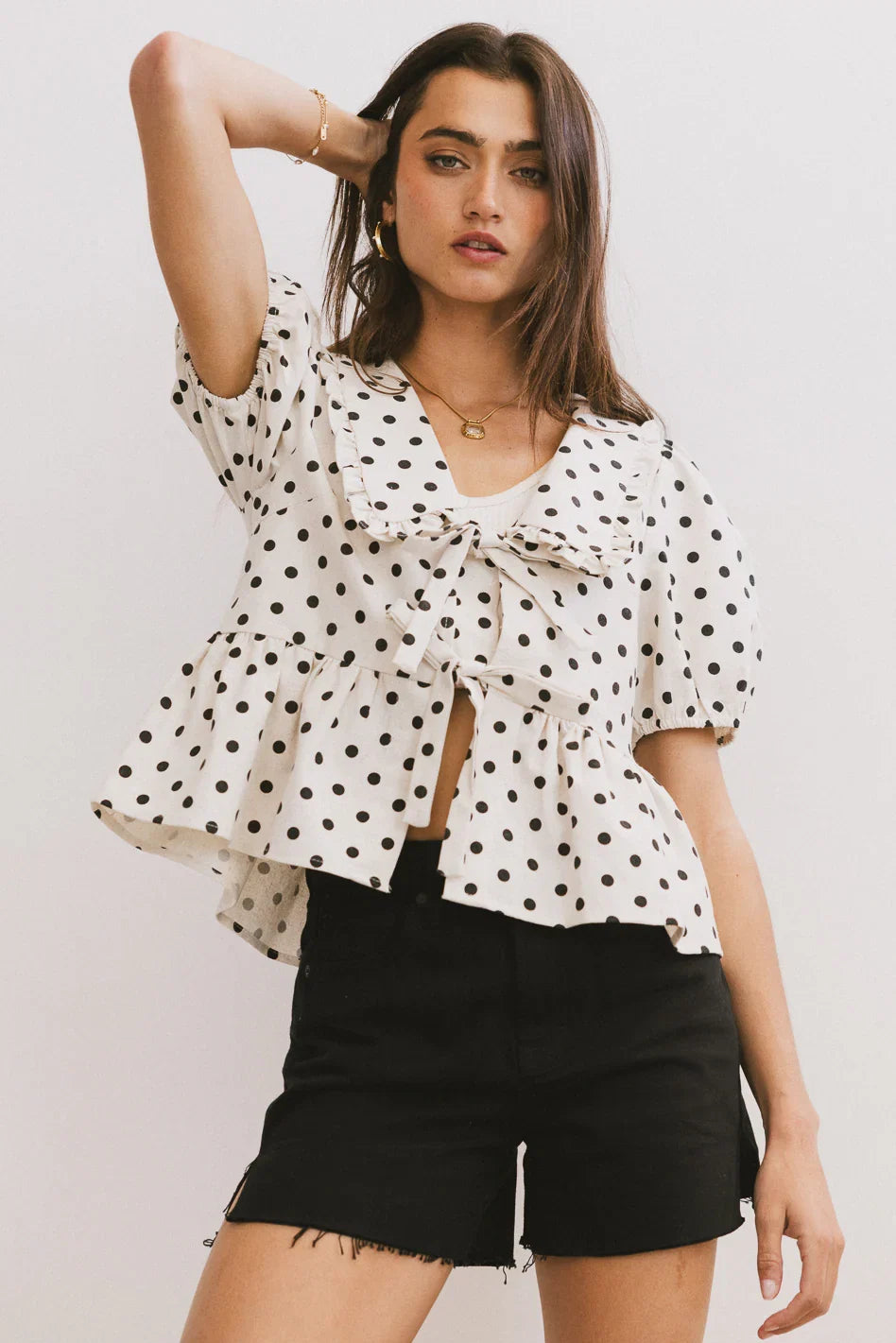 Nova Polka Dot Peplum Top FINAL SALE