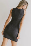 Vale Textured Knit Mini Dress in Charcoal FINAL SALE