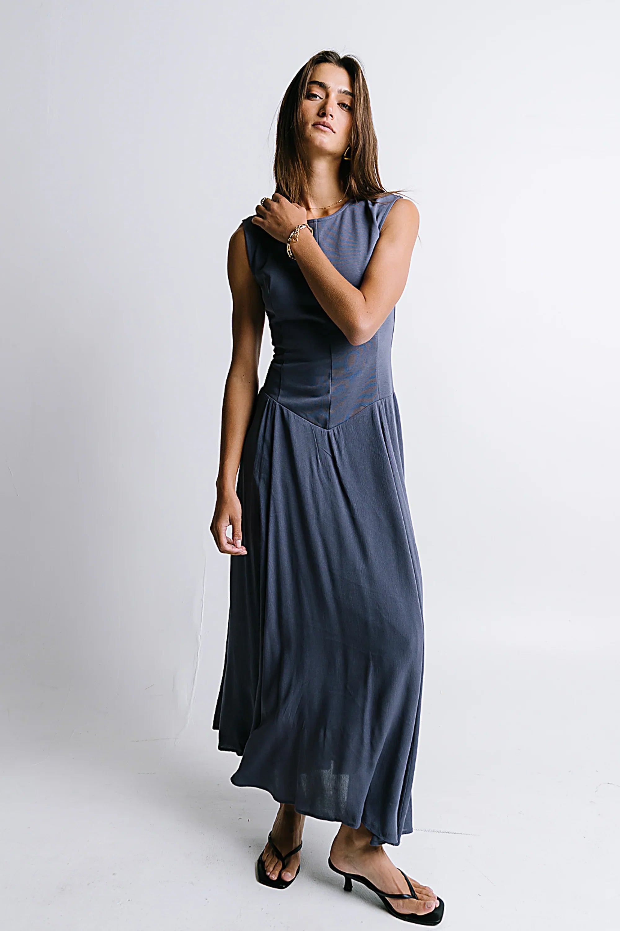 Charles Maxi Dress in Slate Blue FINAL SALE