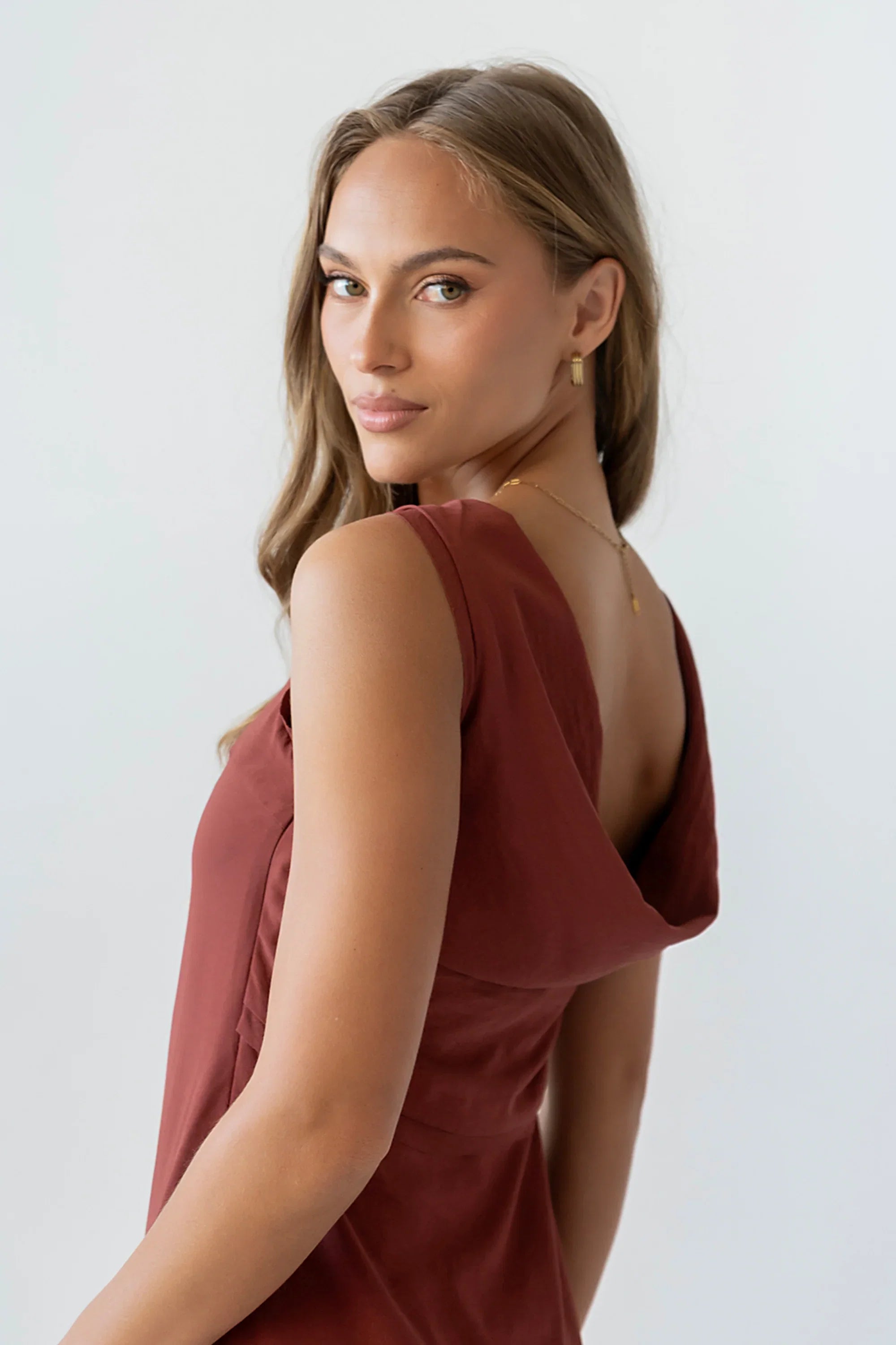 Marlon Maxi Dress in Red Brown