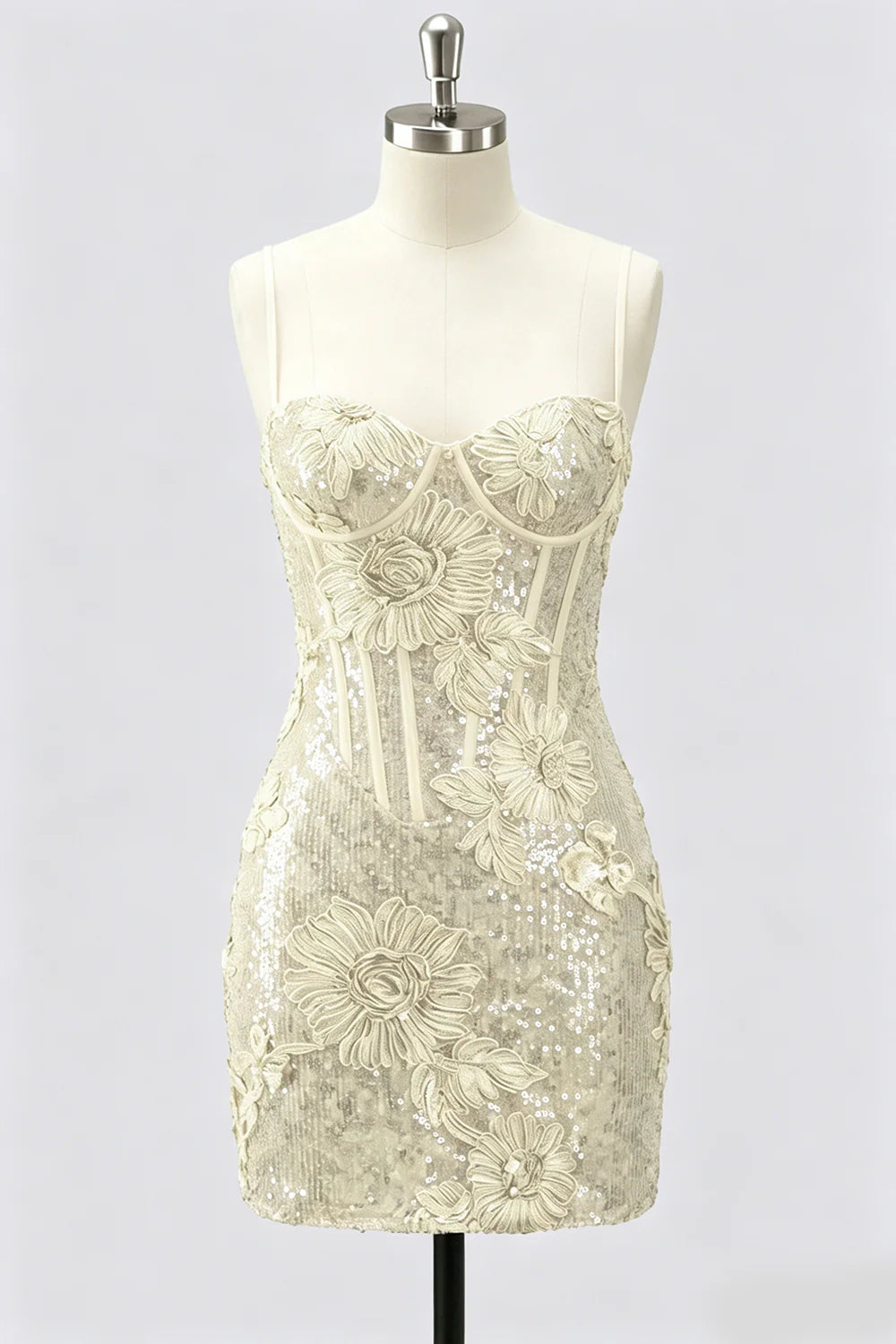 Grey Corset Bodycon Sequin Short Homecoming Dress