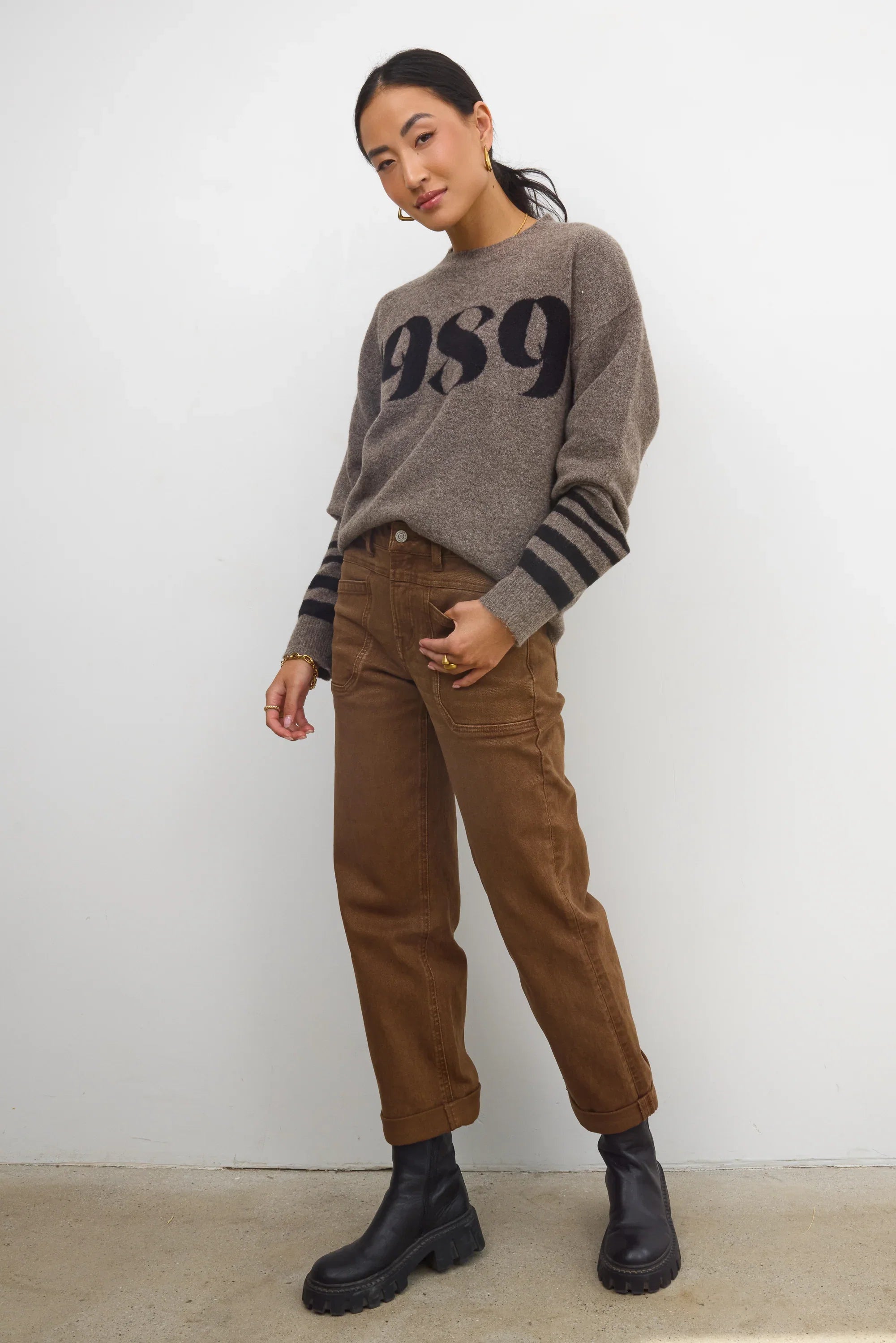 Amber Wide Leg Jeans in Brown FINAL SALE