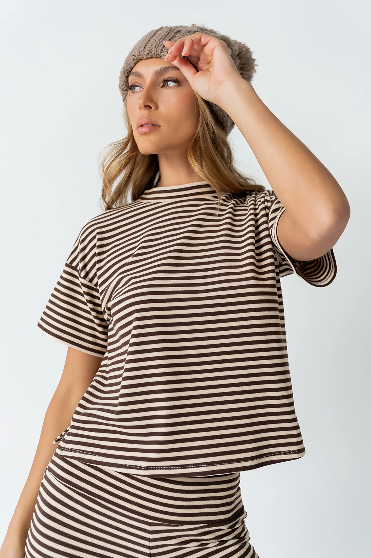 Jannet Striped Top in Brown