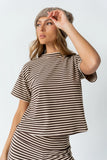 Jannet Striped Top in Brown