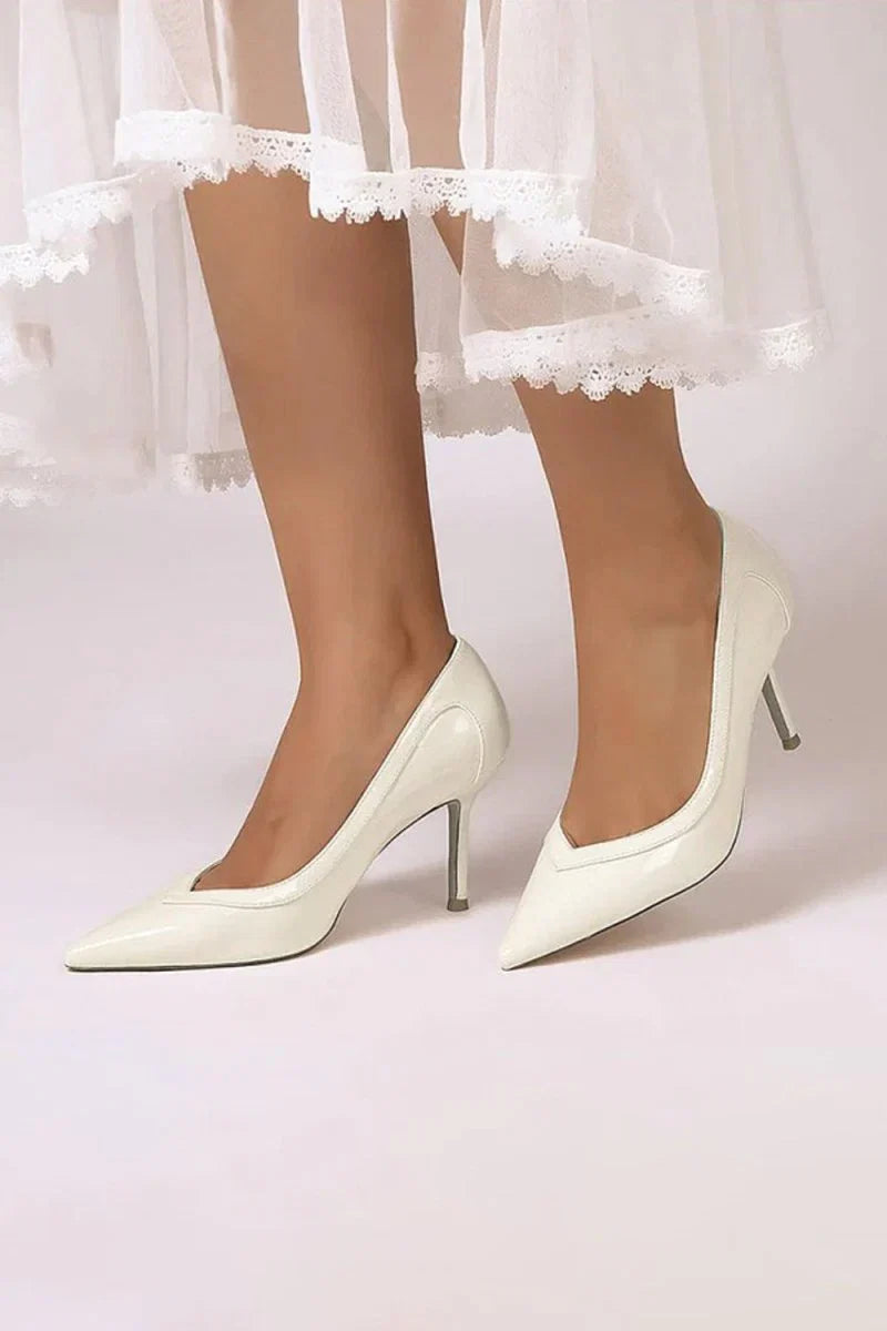 Rose Pink High Heels with Natural Wood Heel