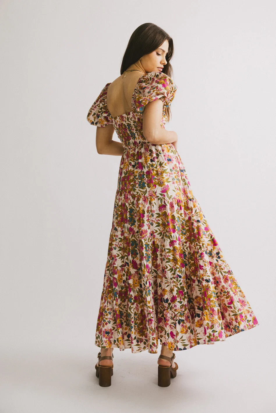 Robbie Floral Midi Dress in Pink FINAL SALE