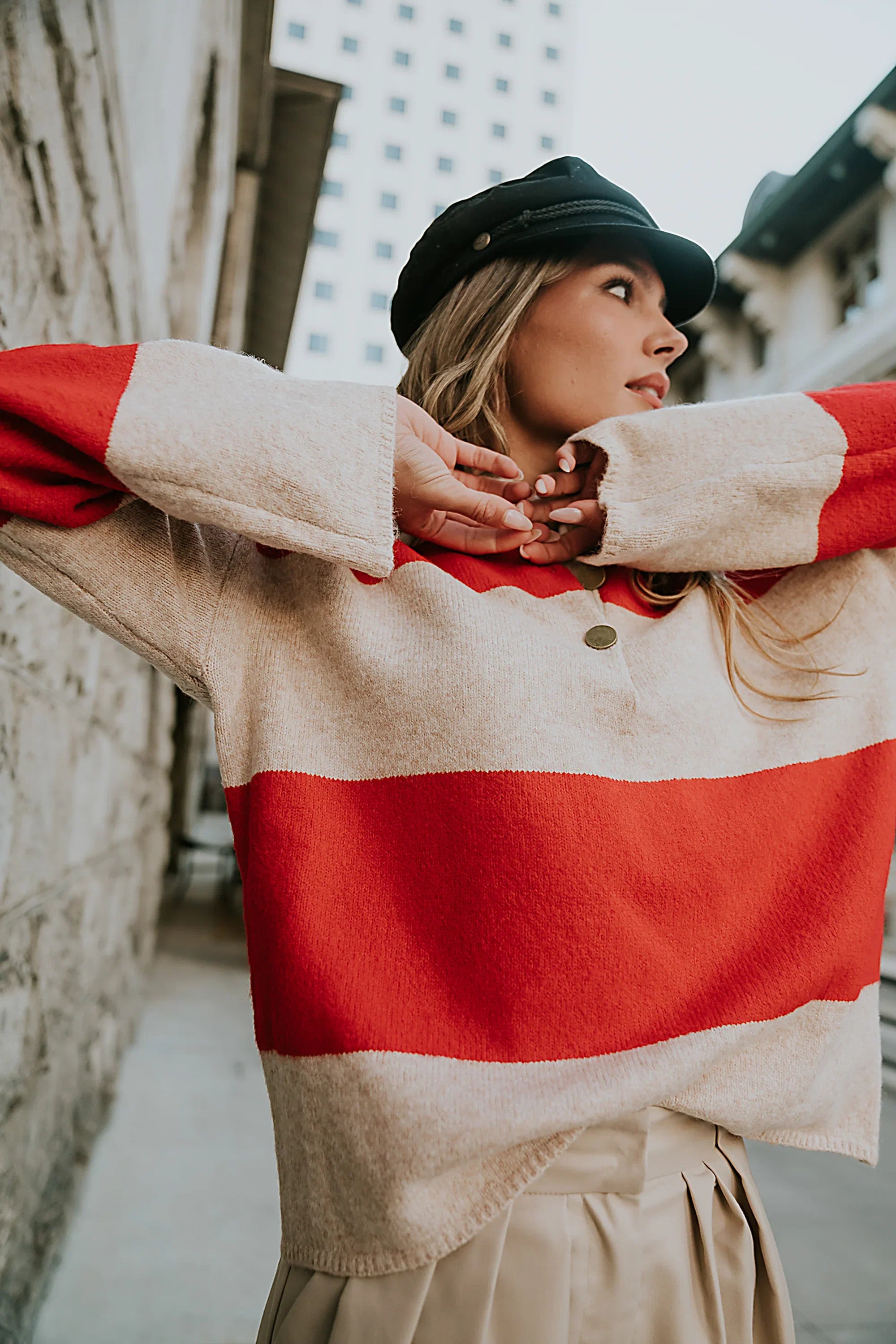 Kenzie Striped Sweater in Red FINAL SALE