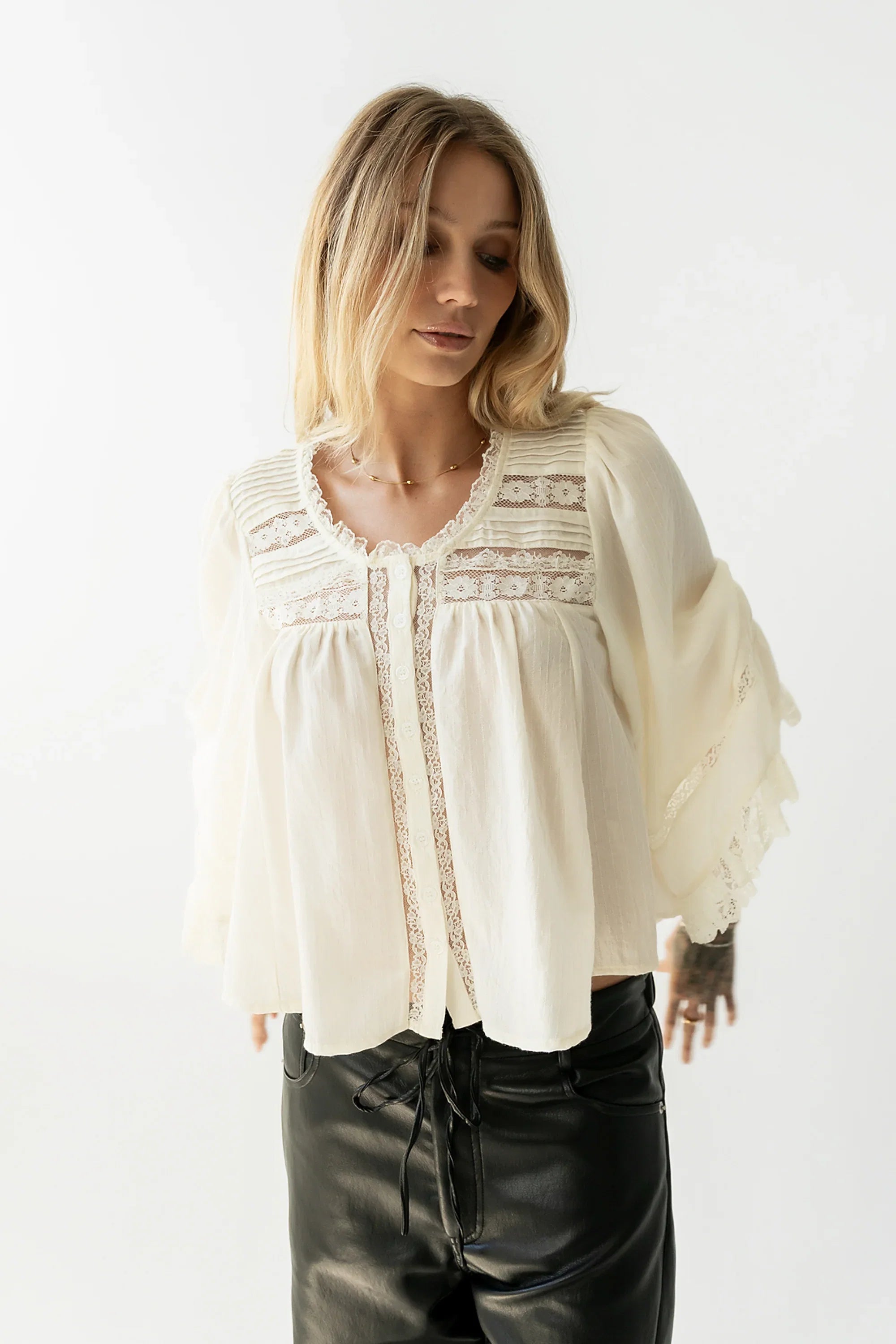 Kylee Lace Blouse in Cream