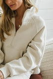 Alyssa Half Zip in Bone FINAL SALE