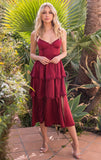 Maeve Corset Midi Dress Burgundy